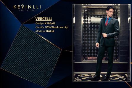 K106/42 Vercelli CVM - Vải Suit 95% Wool - Xanh rêu Trơn